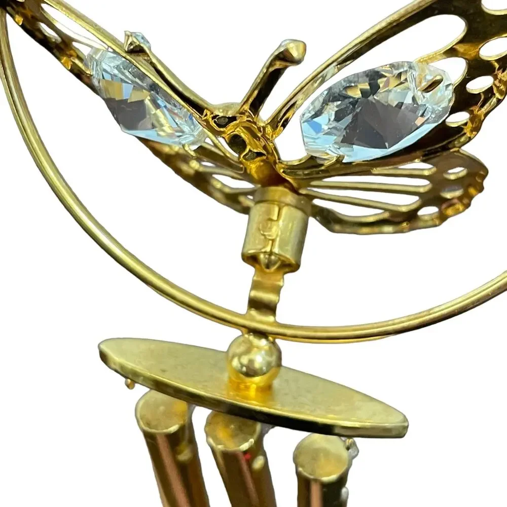 Butterfly Wind Chime Ornament Swarovski Crystal 24k Gold Plated? READ